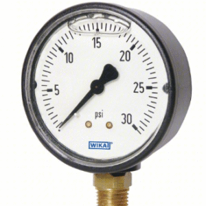 Pressure Gauge: 304 Stainless 2 1/2 in Dial, 1/4 in